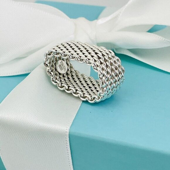 Size 6 Tiffany & Co Somerset Mesh Weave Ring in Sterling Silver - Picture 3 of 8